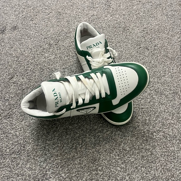 Prada Emerald and White Leather Sneakers - Picture 1 of 4